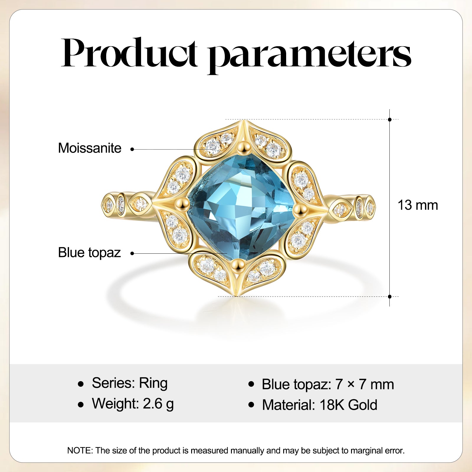 Blue Topaz Gold Ring