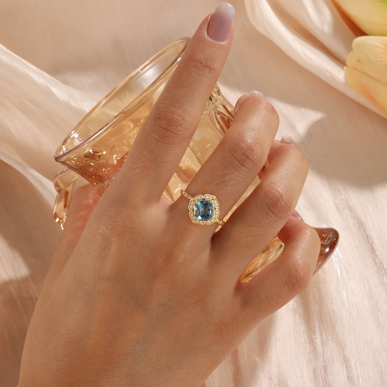 Blue Topaz Gold Ring