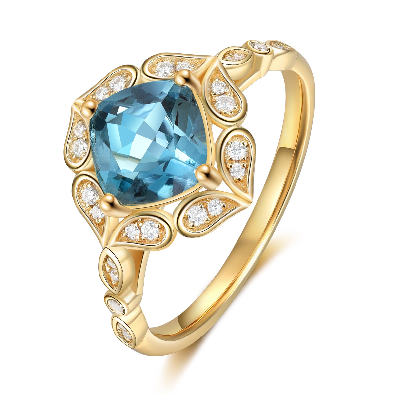 Blue Topaz Gold Ring