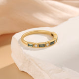 Green Moissanite baguette Ring