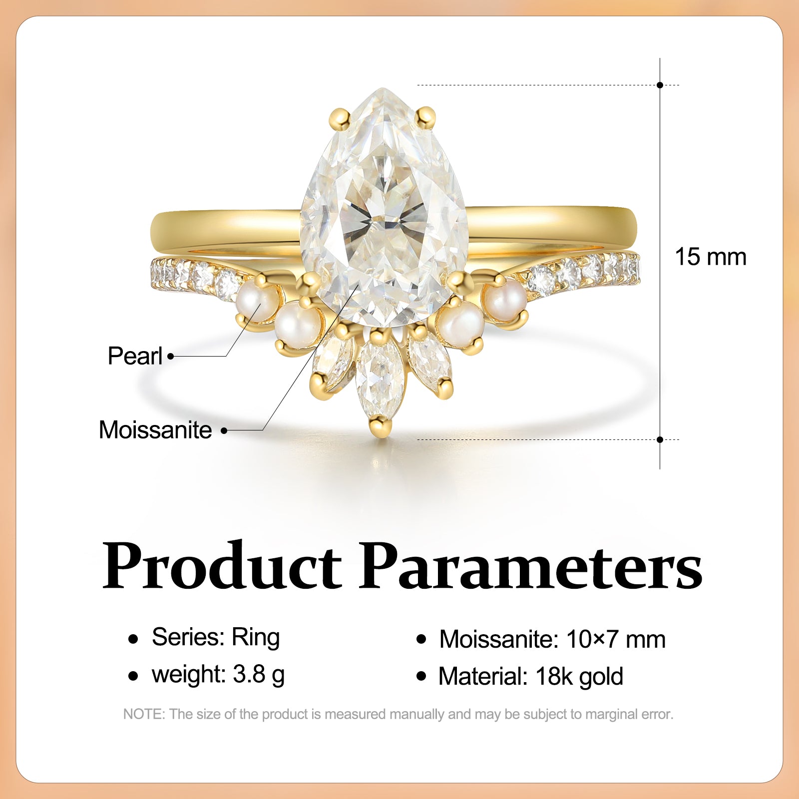 Pear shape Moissanite Ring Set