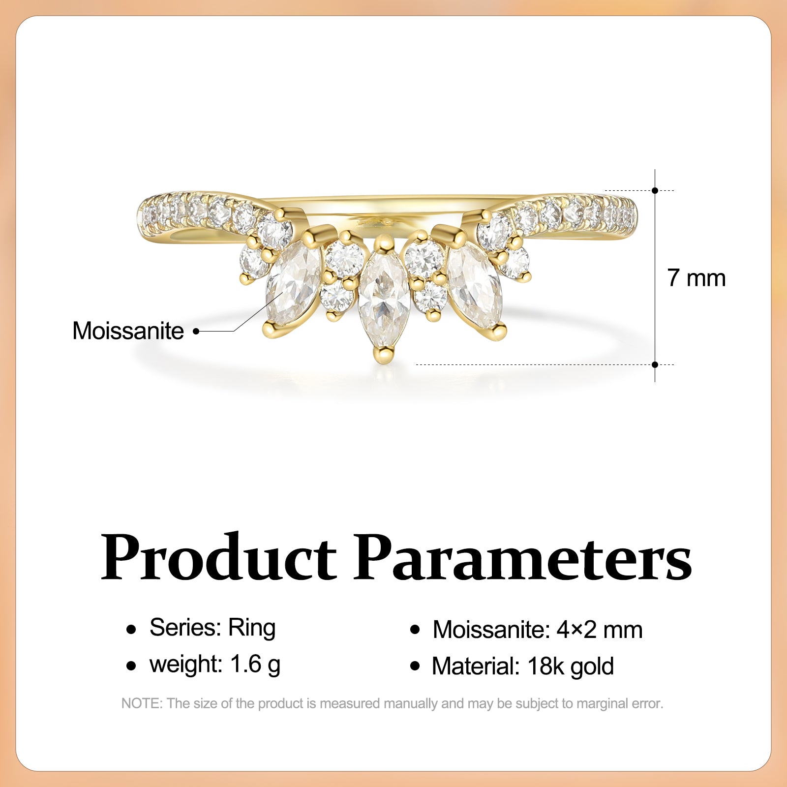 Marquise and Brilliant moissanite Ring 18K Gold