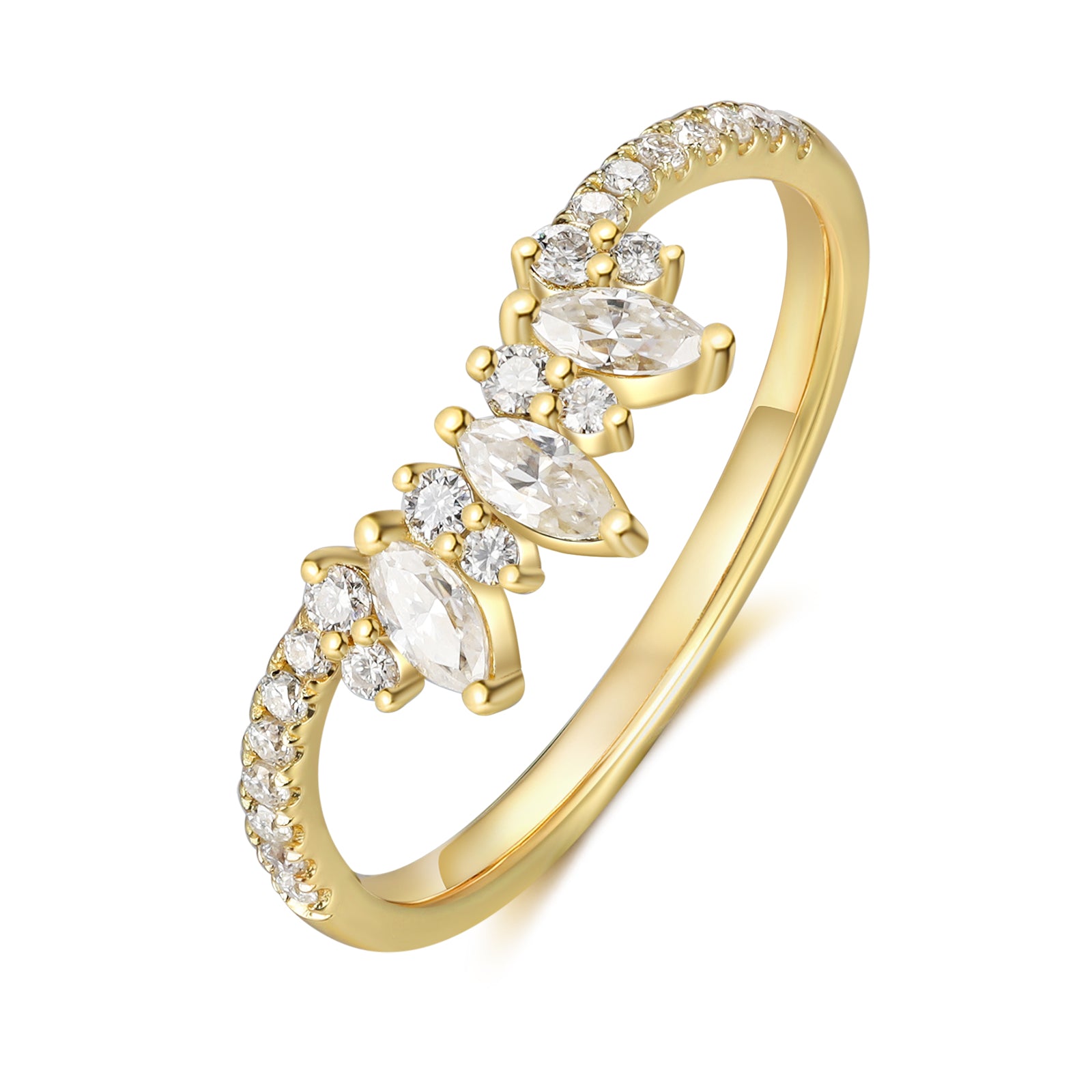 Marquise and Brilliant moissanite Ring 18K Gold