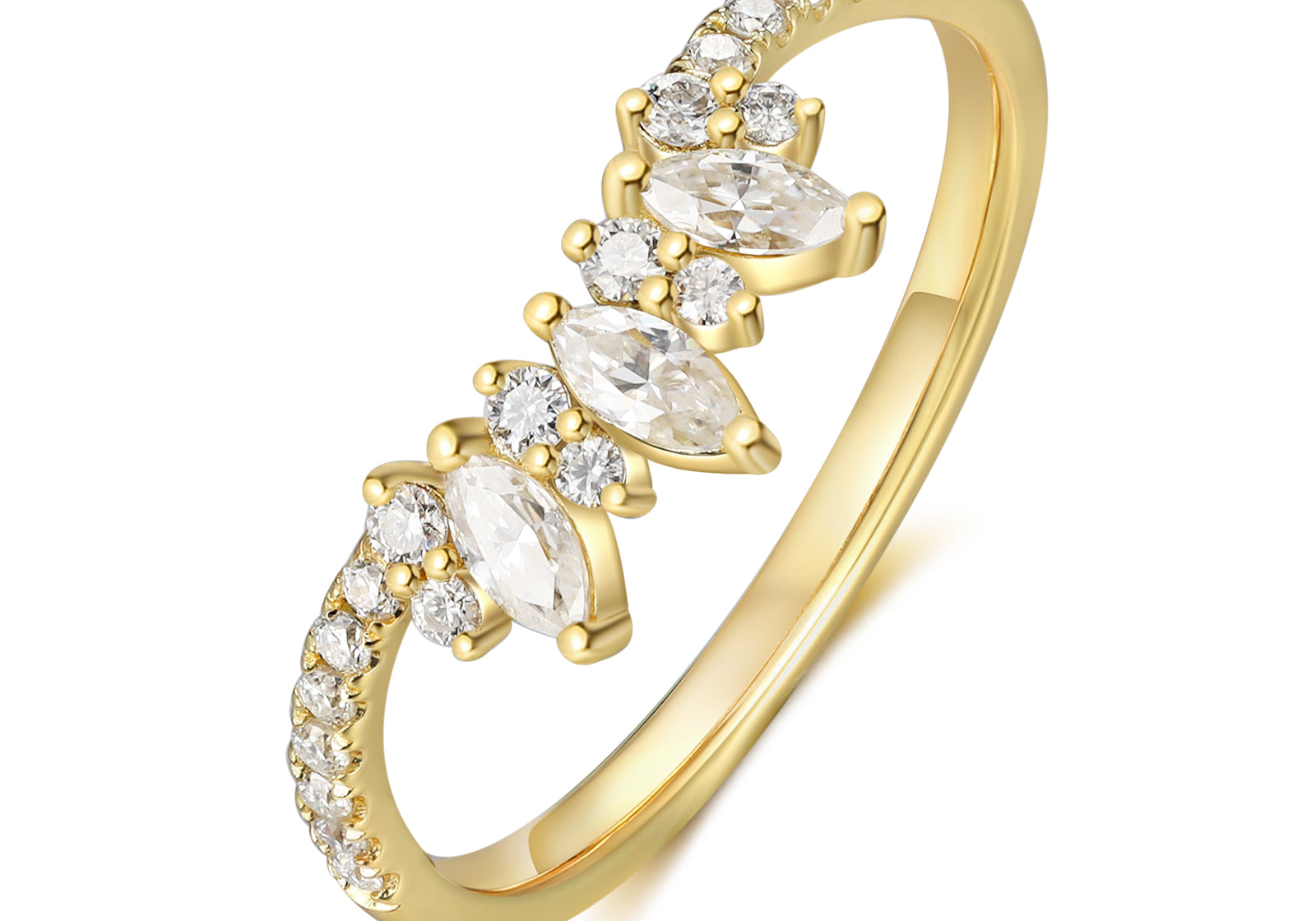 Marquise and Brilliant moissanite Ring 18K Gold