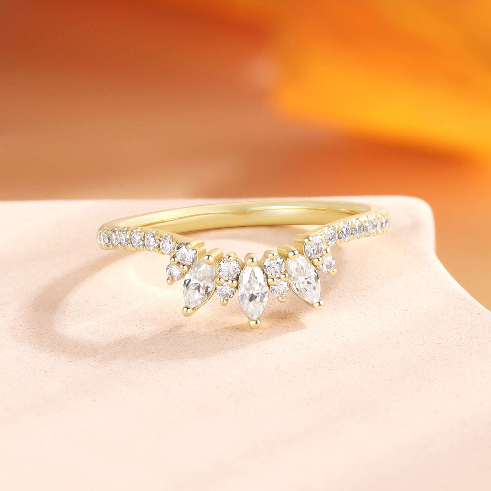 Marquise and Brilliant moissanite Ring 18K Gold