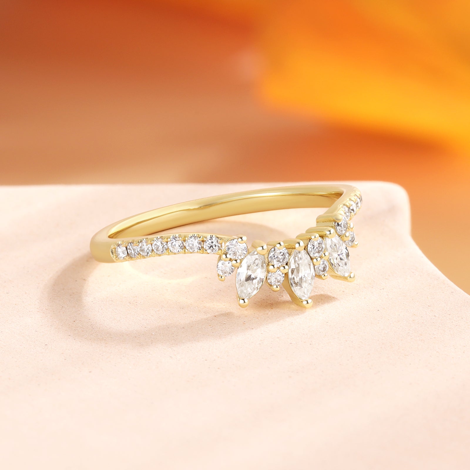 Marquise and Brilliant moissanite Ring 18K Gold