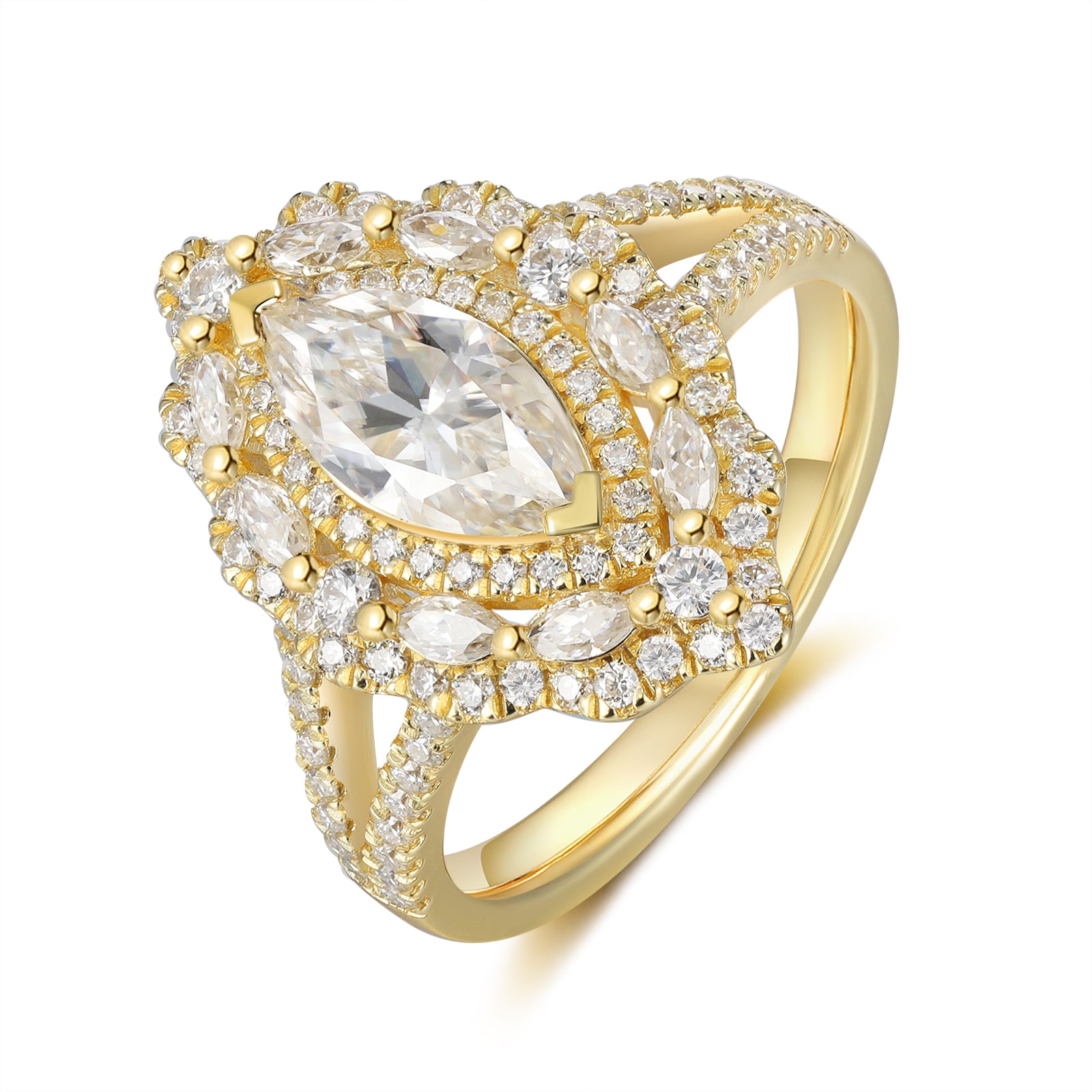 Bague en or 18 carats forme marquise