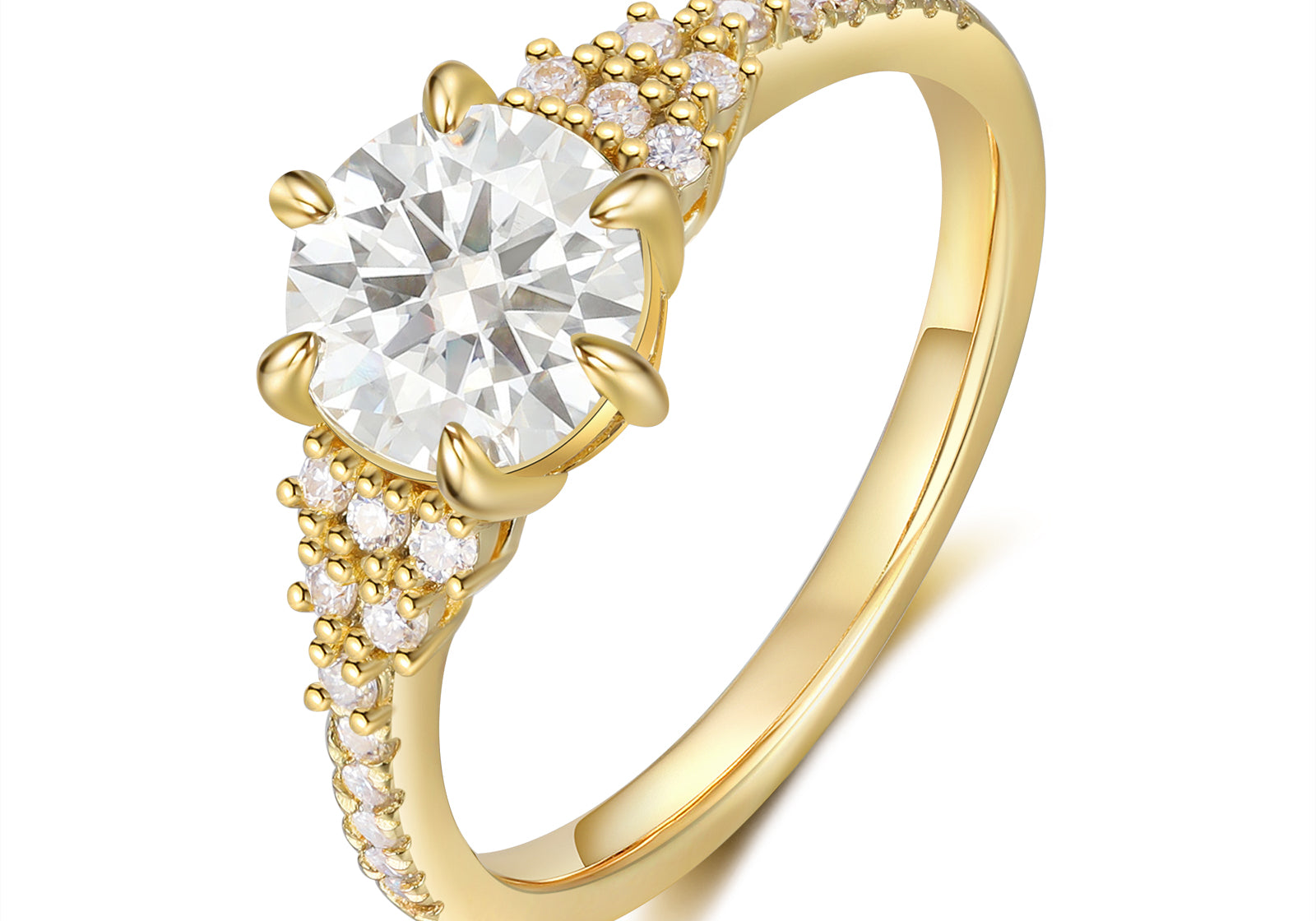 Round Natural Moissanite Ring Ring 18K Gold