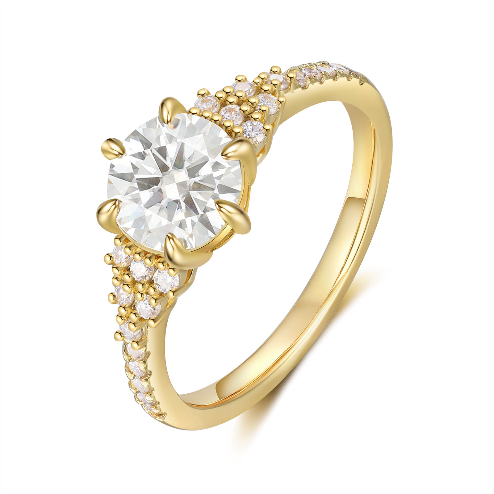 Round Natural Moissanite Ring Ring 18K Gold