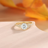 Round Natural Moissanite Ring Ring 18K Gold