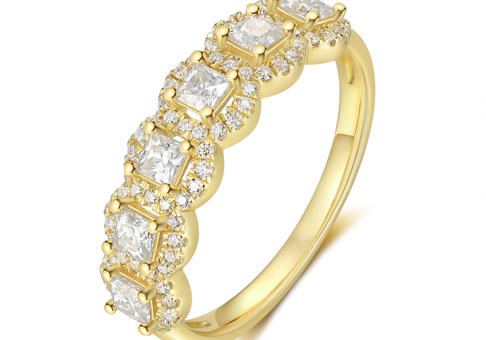 Princess Cut moissanite Ring 18K Gold