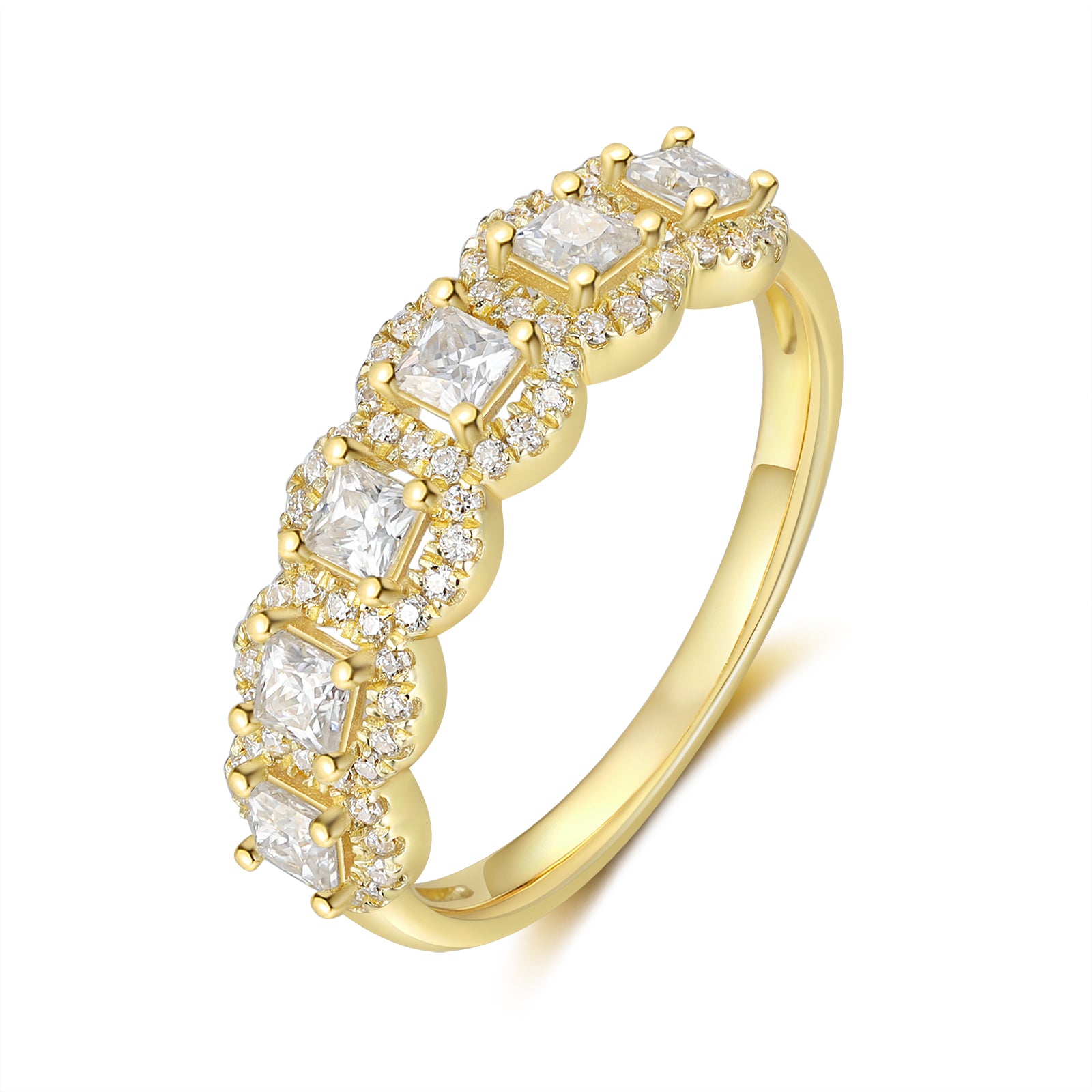 Bague moissanite taille princesse en or 18 carats