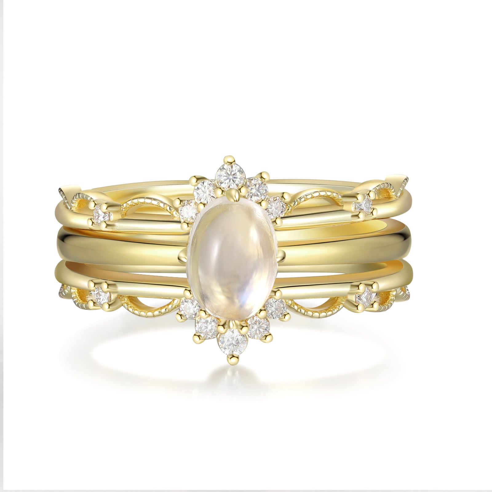 Beauty Natural Moonstone Ring18K Gold