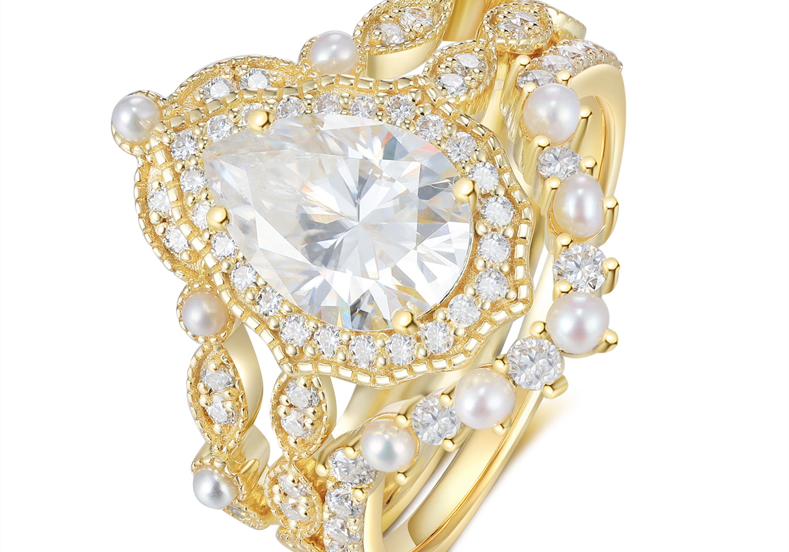 Losange Natural Moissanite Ring Ring 18K Gold