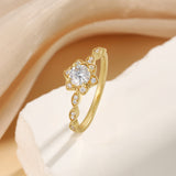 Solitaire Halo Moissanite Gold Ring