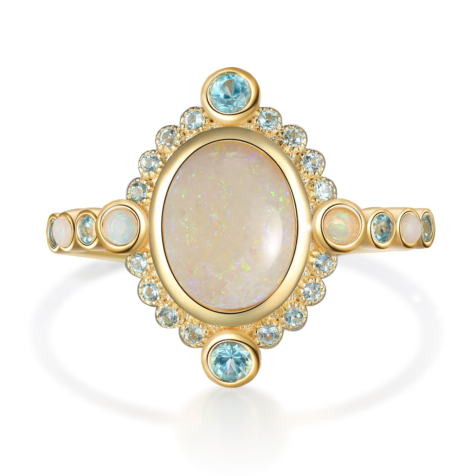 Hera Natural Opal & Topaz Gold Ring