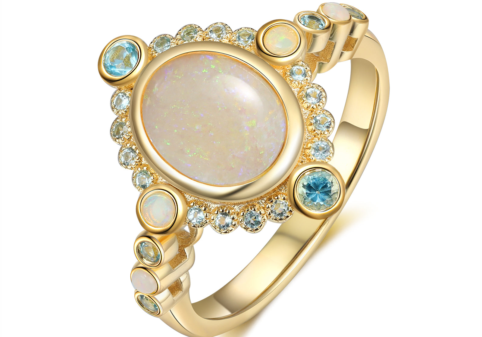 Hera Natural Opal & Topaz Gold Ring