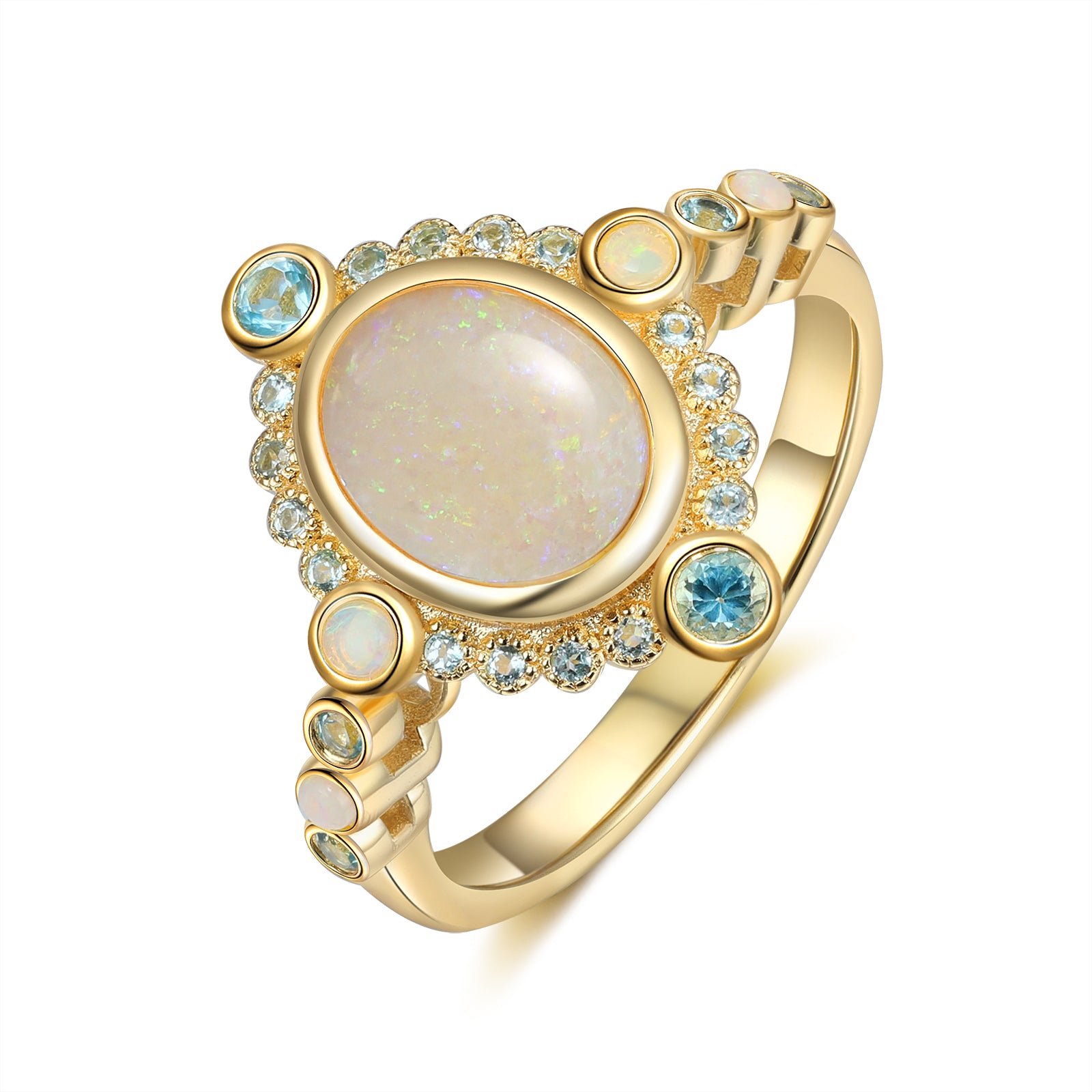 Bague en or avec opale naturelle et topaze Hera