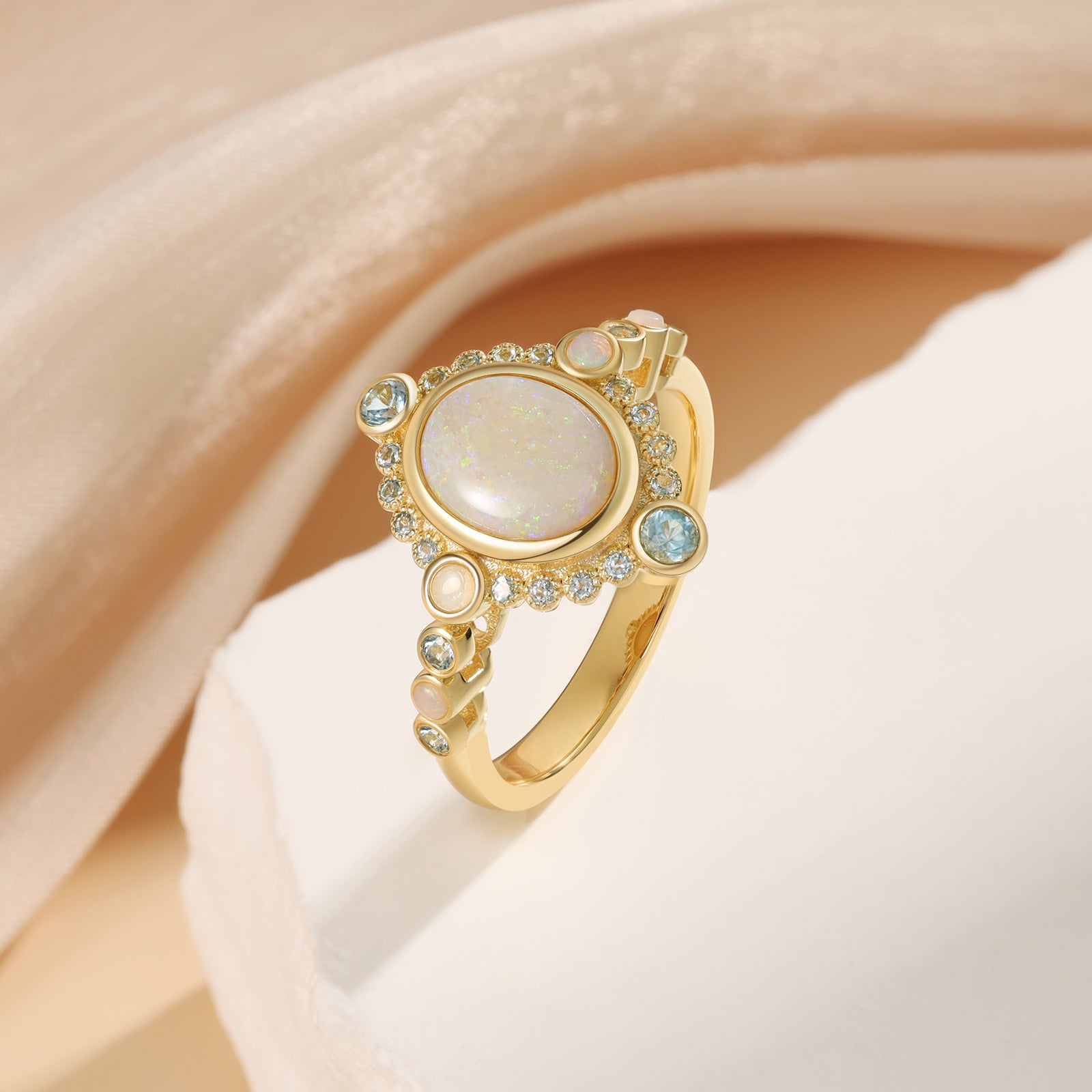 Hera Natural Opal & Topaz Gold Ring