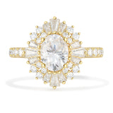 Oval Halo Natural Moissanite Ring Ring 18K Gold