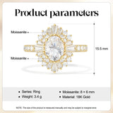 Oval Halo Natural Moissanite Ring Ring 18K Gold