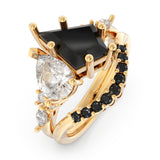 Kite Shape Black Onyx and Moissanite Ring Set