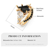 Kite Shape Black Onyx and Moissanite Ring Set