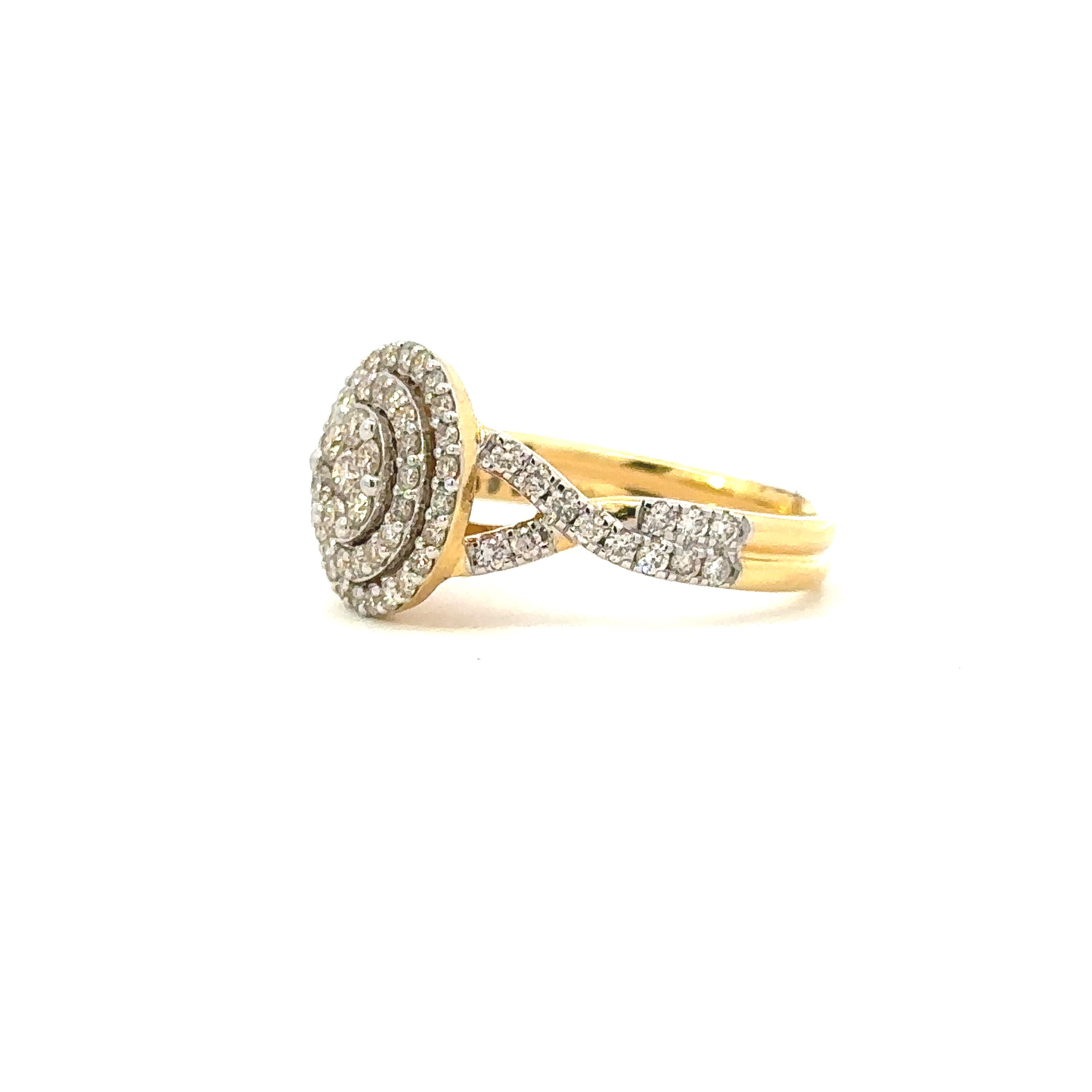 Double Halo 1 Carat Diamonds in 14kt Yellow Gold