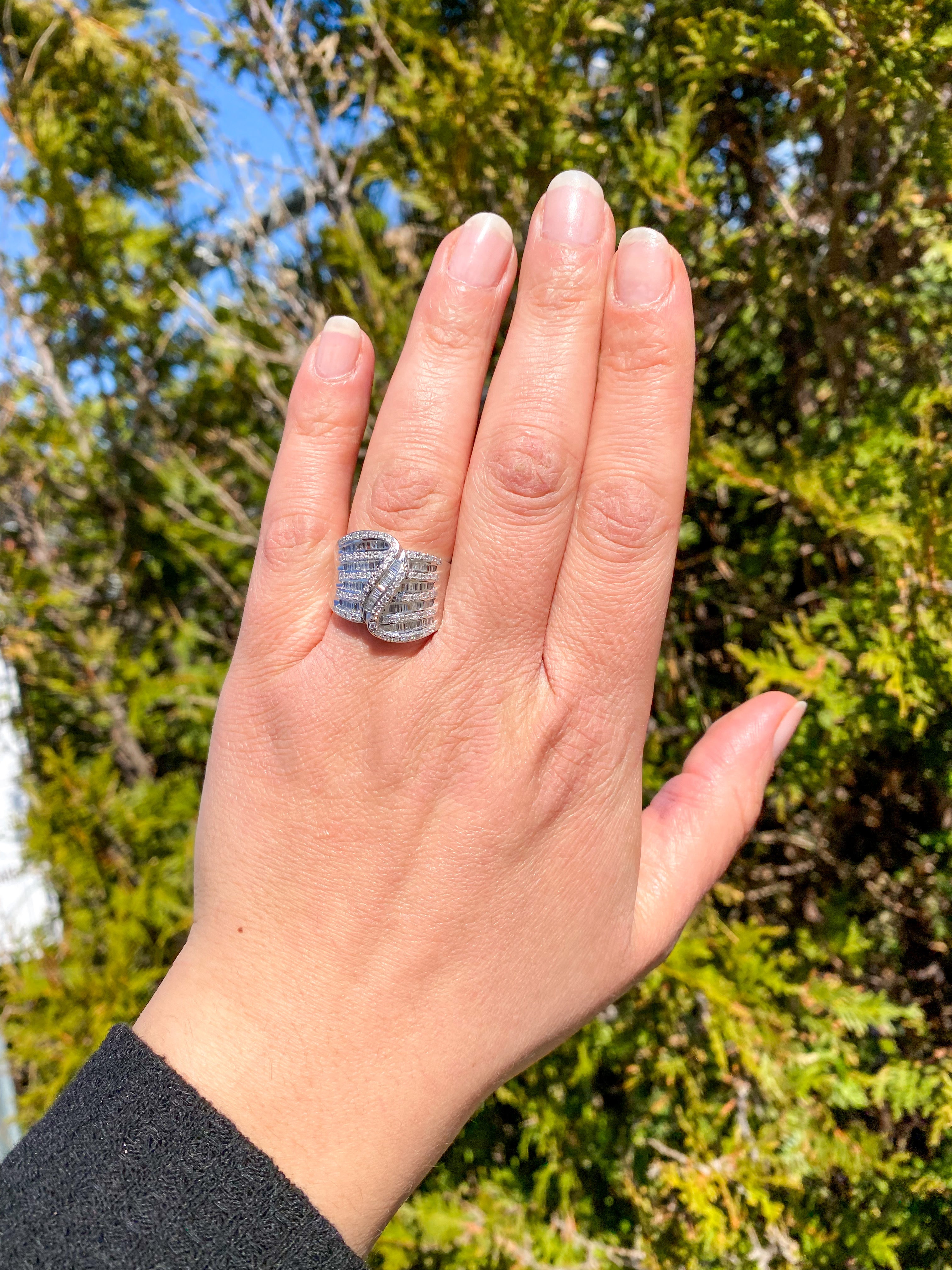 Multi Row Ring with 2 Carat Diamonds in 14kt White Gold