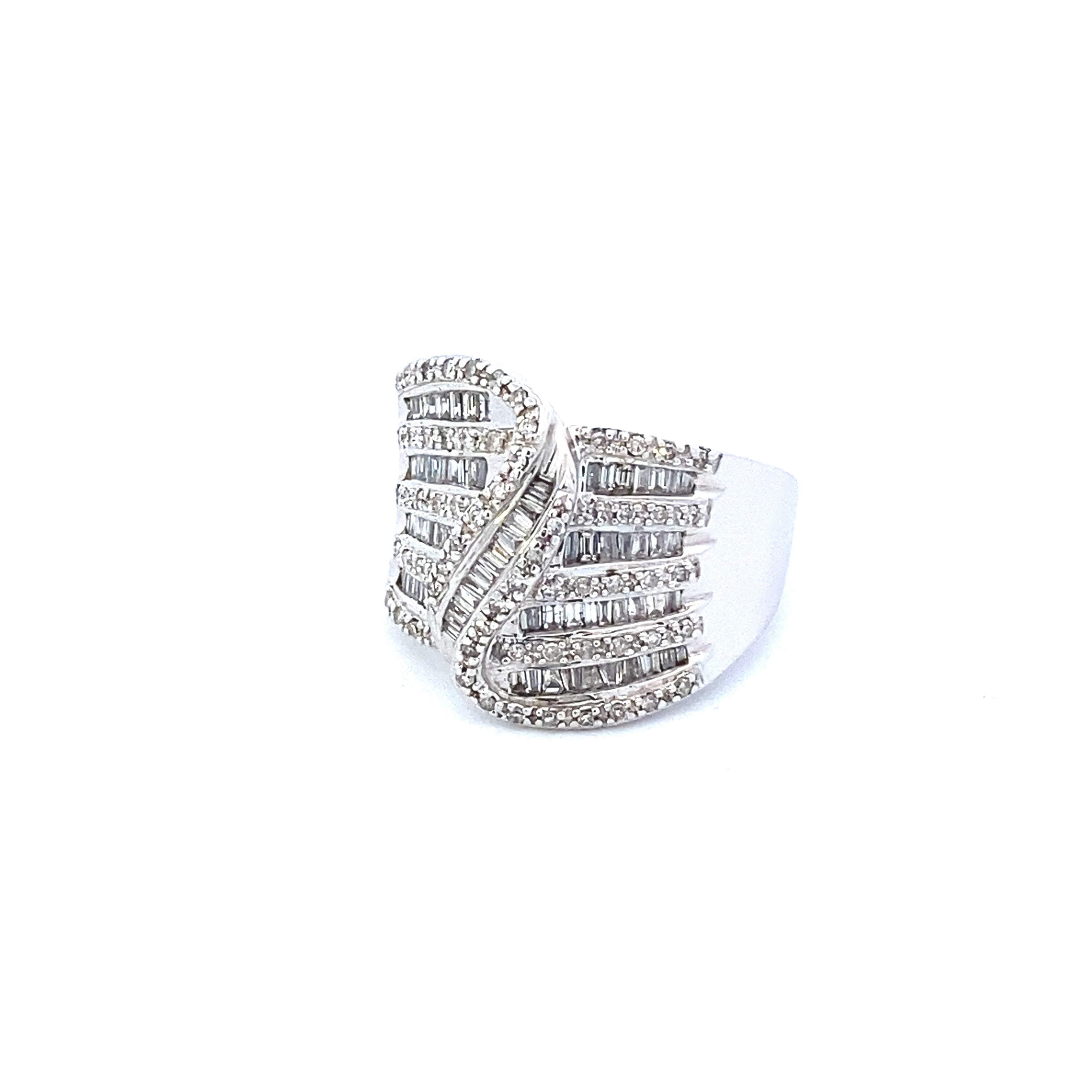 Multi Row Ring with 2 Carat Diamonds in 14kt White Gold