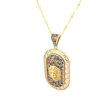 Multi Color Medusa Necklace 10K Gold