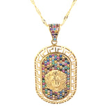 Multi Color Medusa Necklace 10K Gold