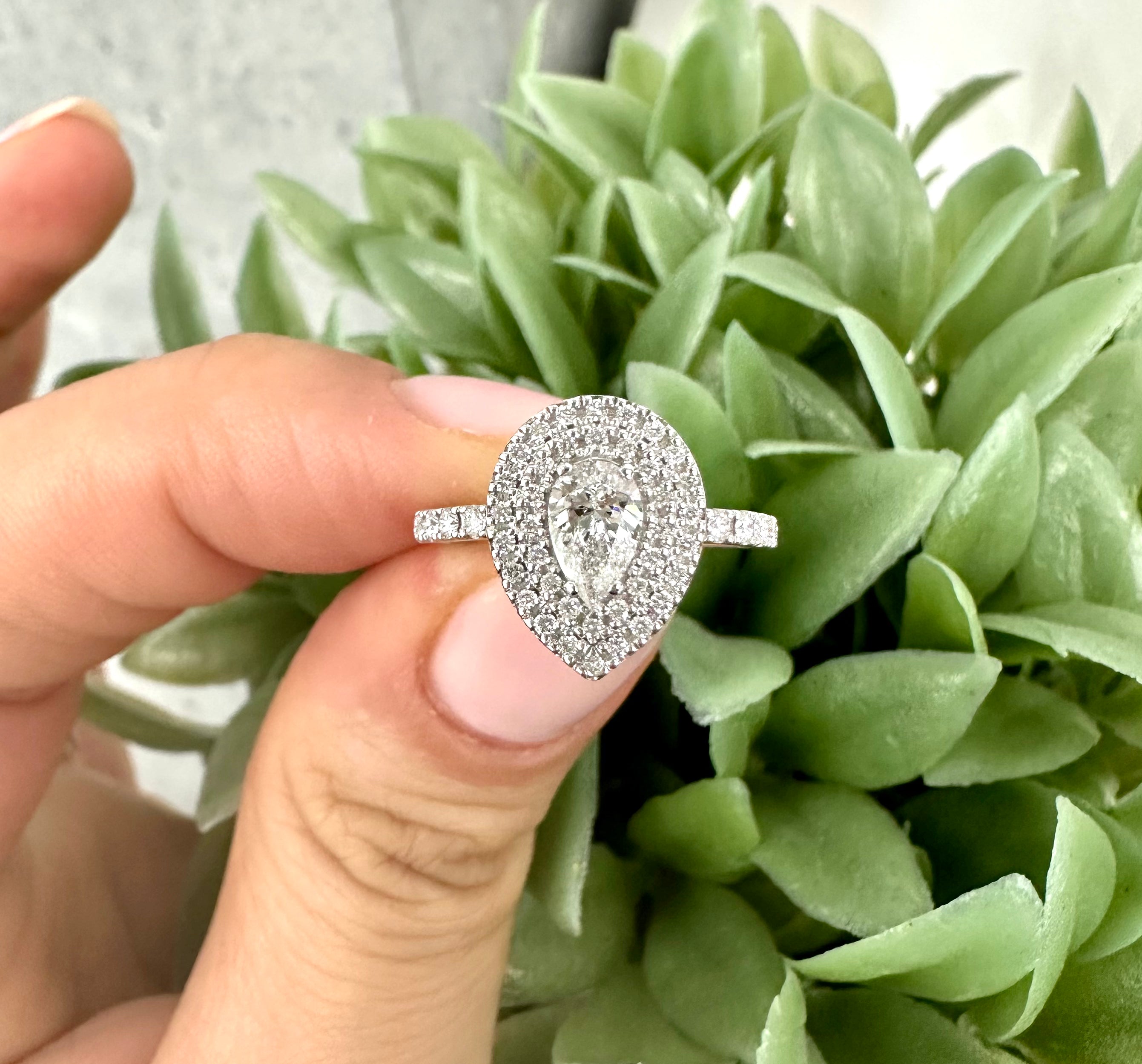 Halo Pear Shape Diamond Engagement Ring