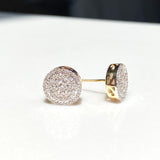 Halo Round Diamond Stud Screw Back Earring 10K Gold 1ct