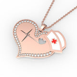 14k Gold Heart Medical Pendant Diamonds
