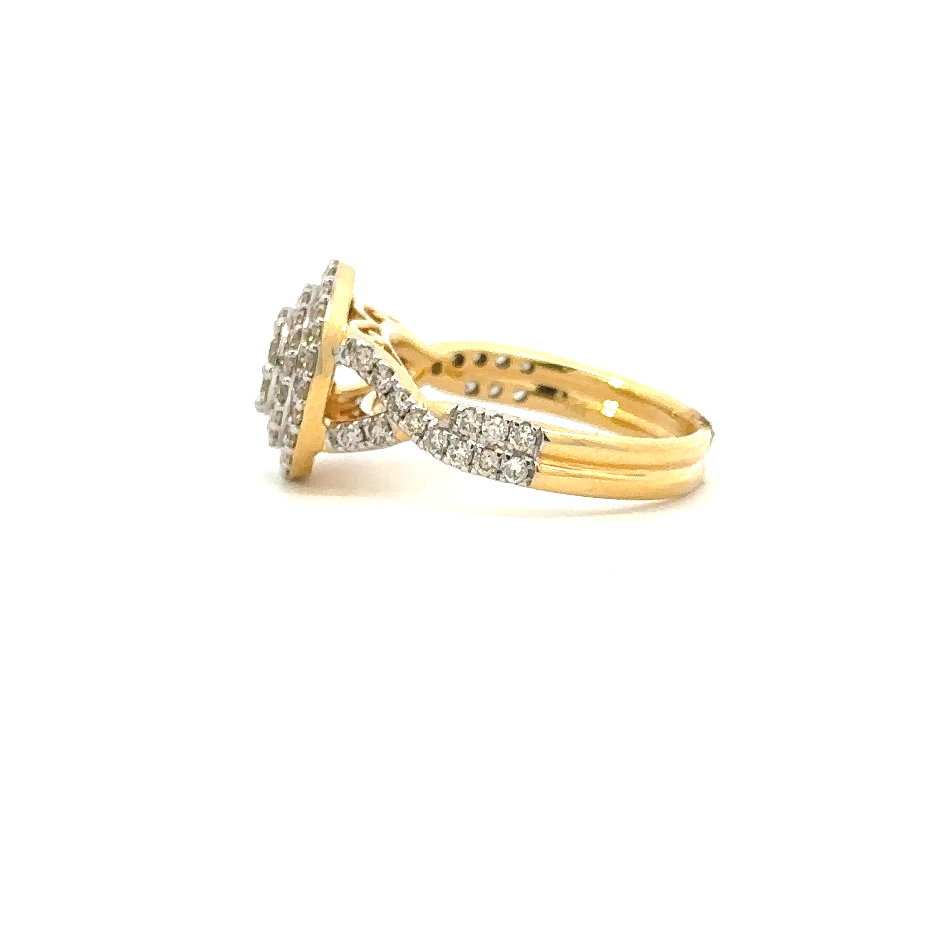 Double Halo 1 Carat Diamonds in 14kt Yellow Gold