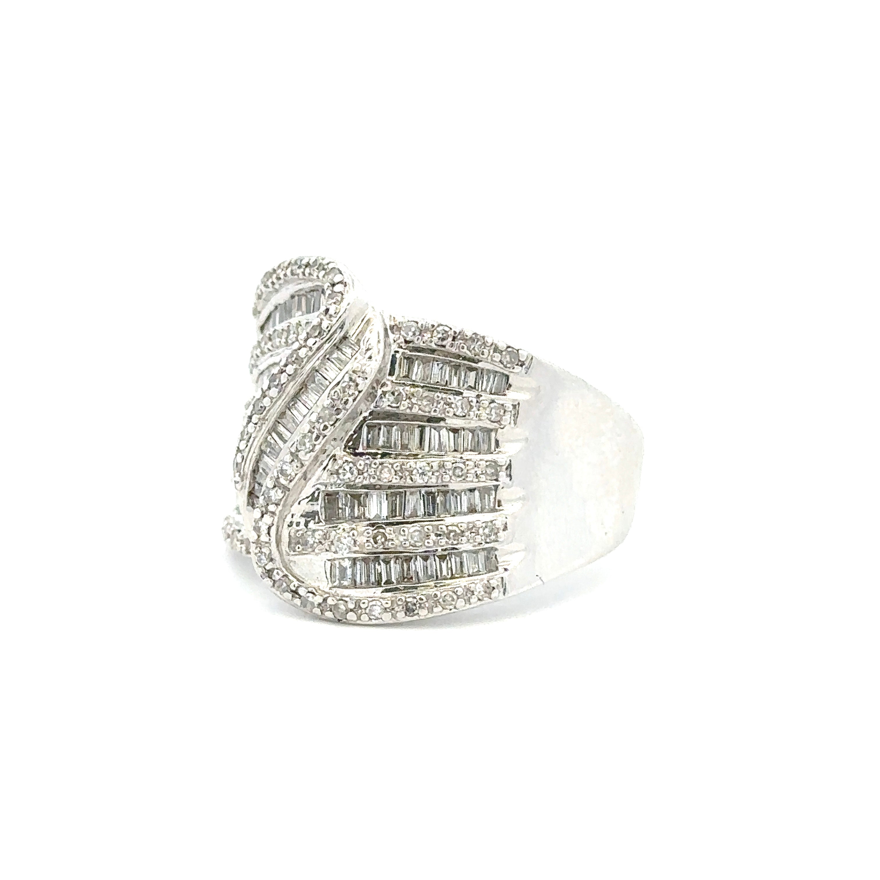 Multi Row Ring with 2 Carat Diamonds in 14kt White Gold