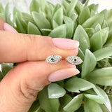 Evil Eye Diamond Stud Screw Back Earring 10K Gold 0.16ct