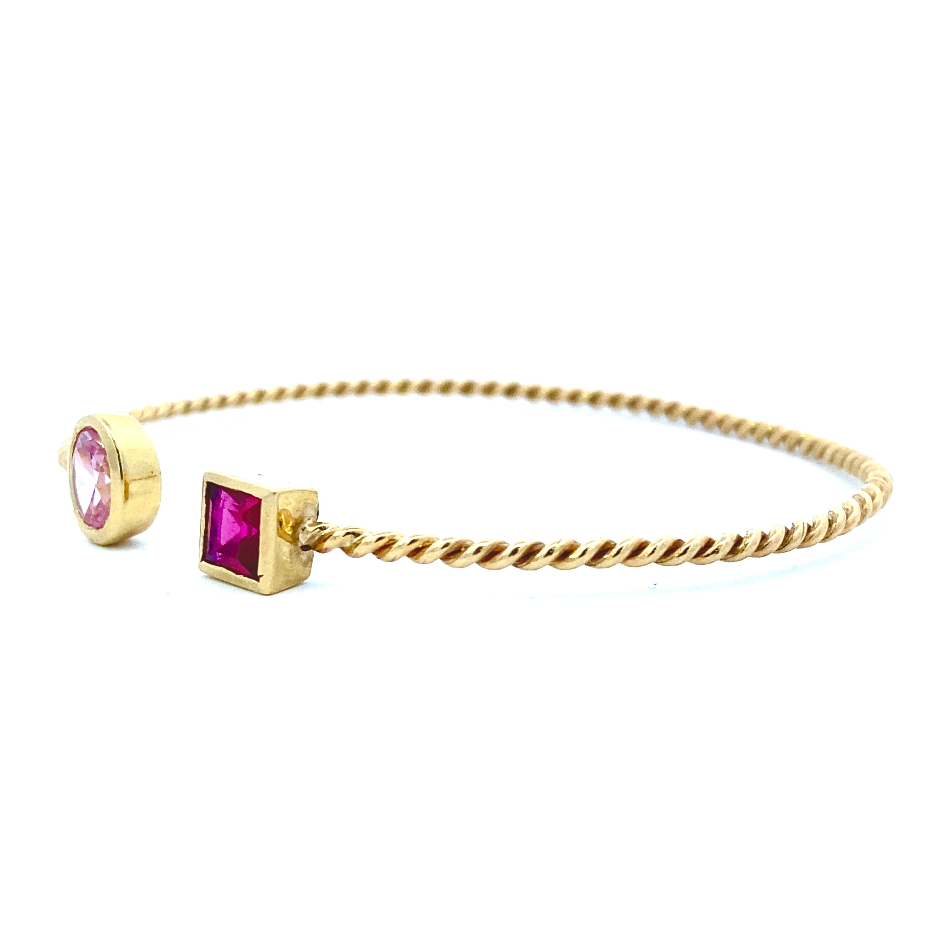 Rose Bangle Bracelet 10K Gold