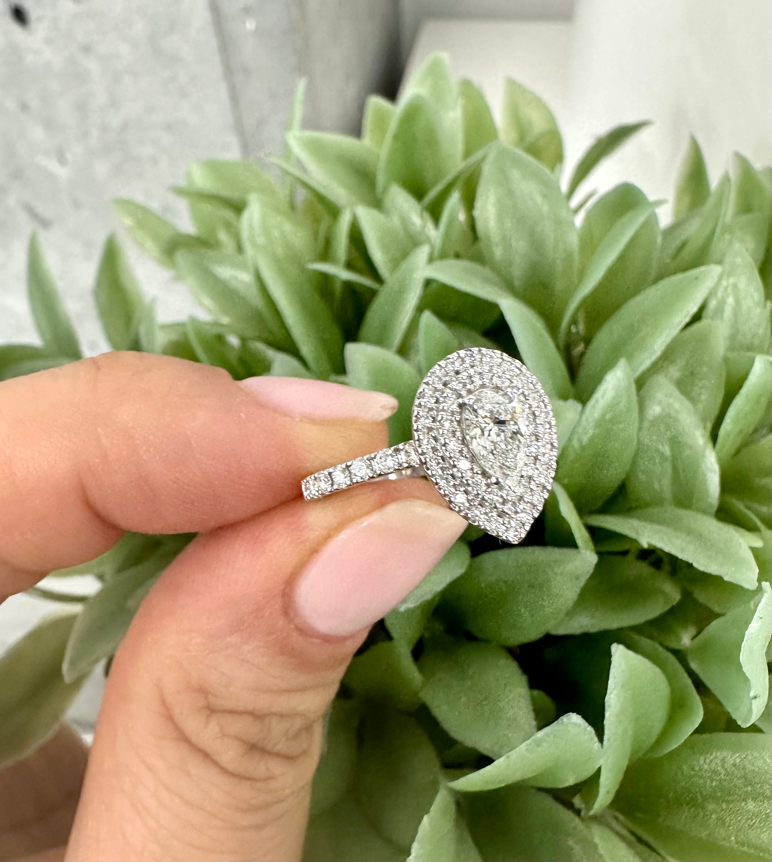 Halo Pear Shape Diamond Engagement Ring