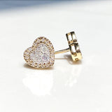 Heart Diamond Stud Screw Back Earring 10K Gold 0.40ct