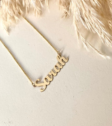 Cutie Name Necklace Solid Gold 10K Yellow Gold Rolo 18