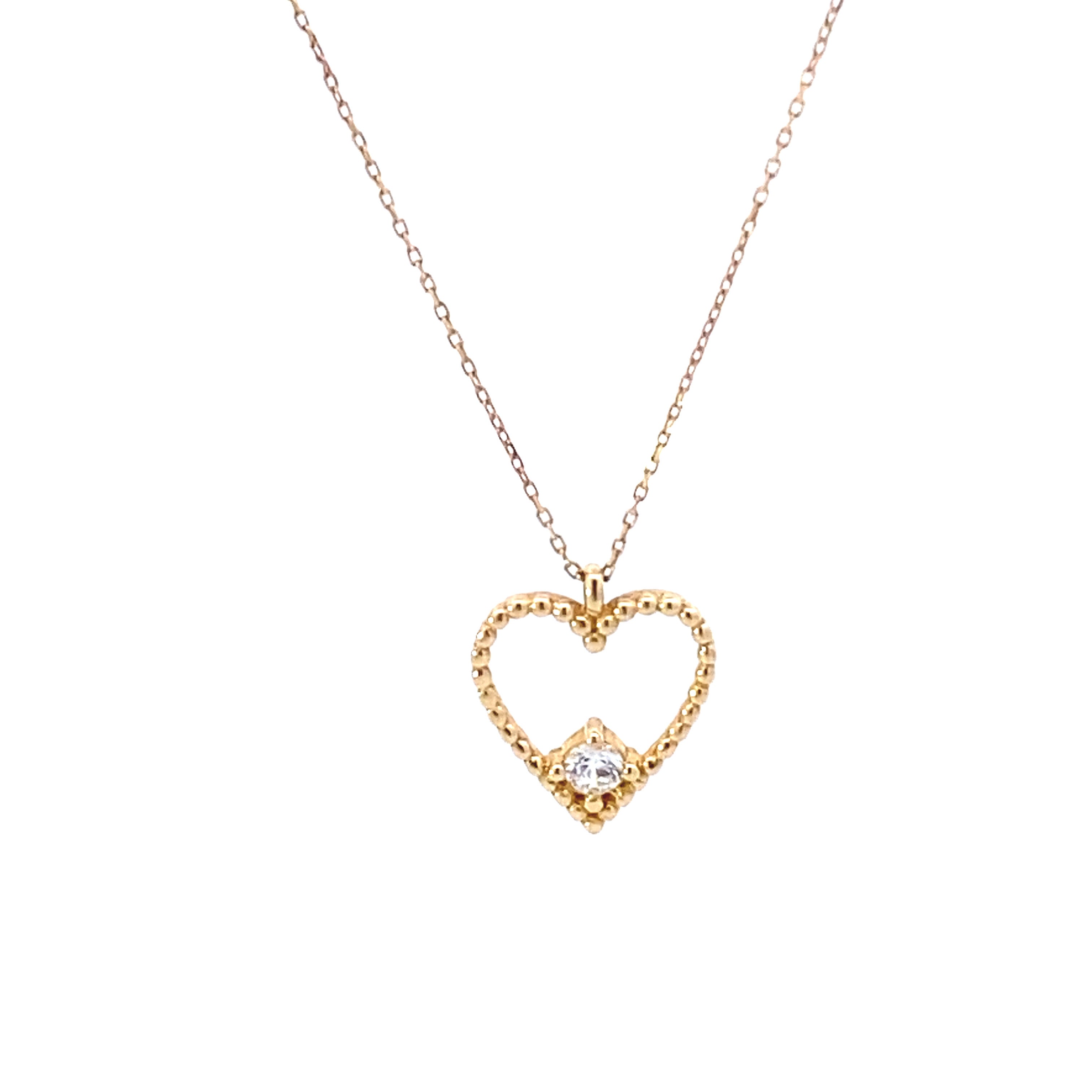 Heart Bead Necklace 14K Gold
