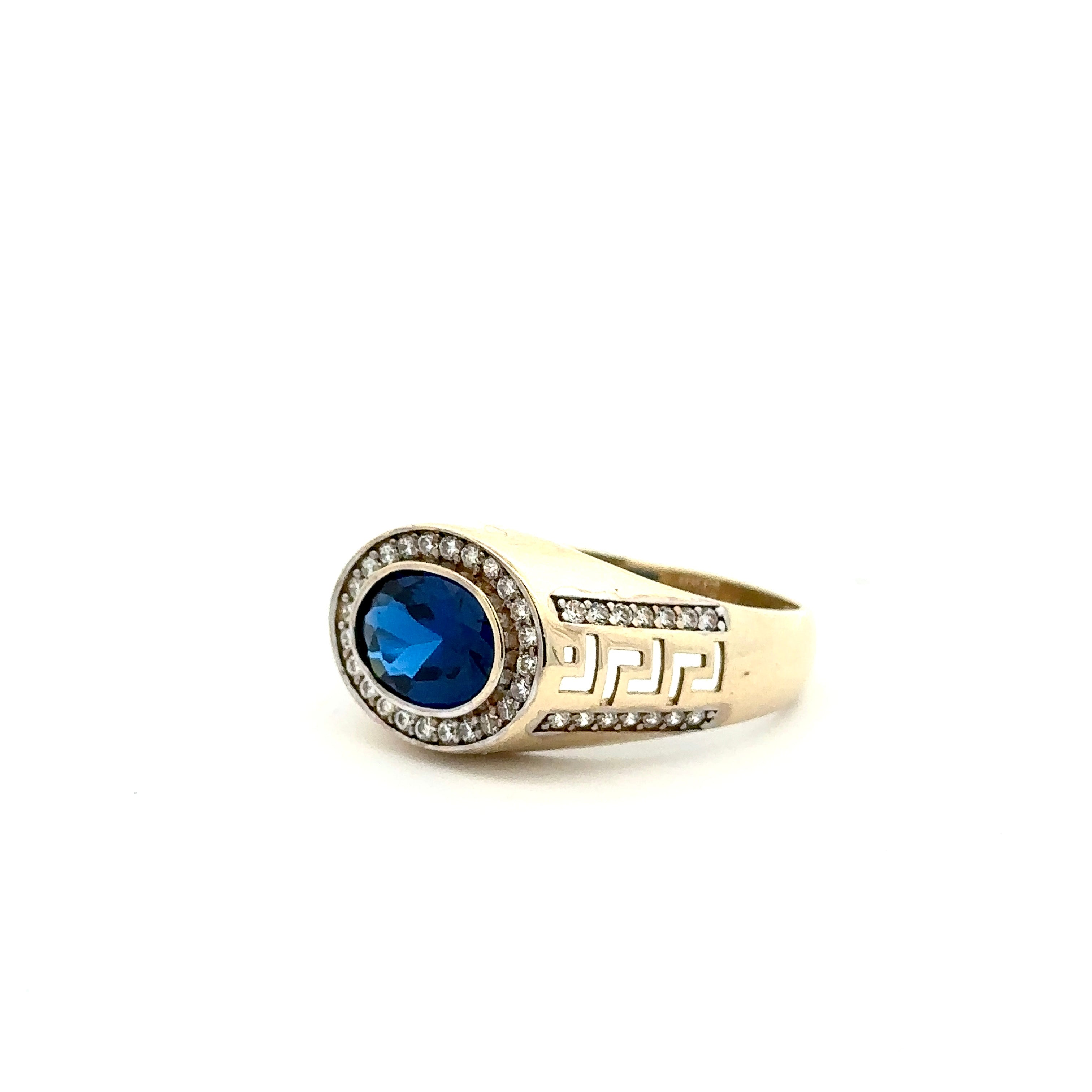 Blue Oval Sapphire Ring 10K Gold