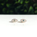 Evil Eye Diamond Stud Screw Back Earring 10K Gold 0.16ct