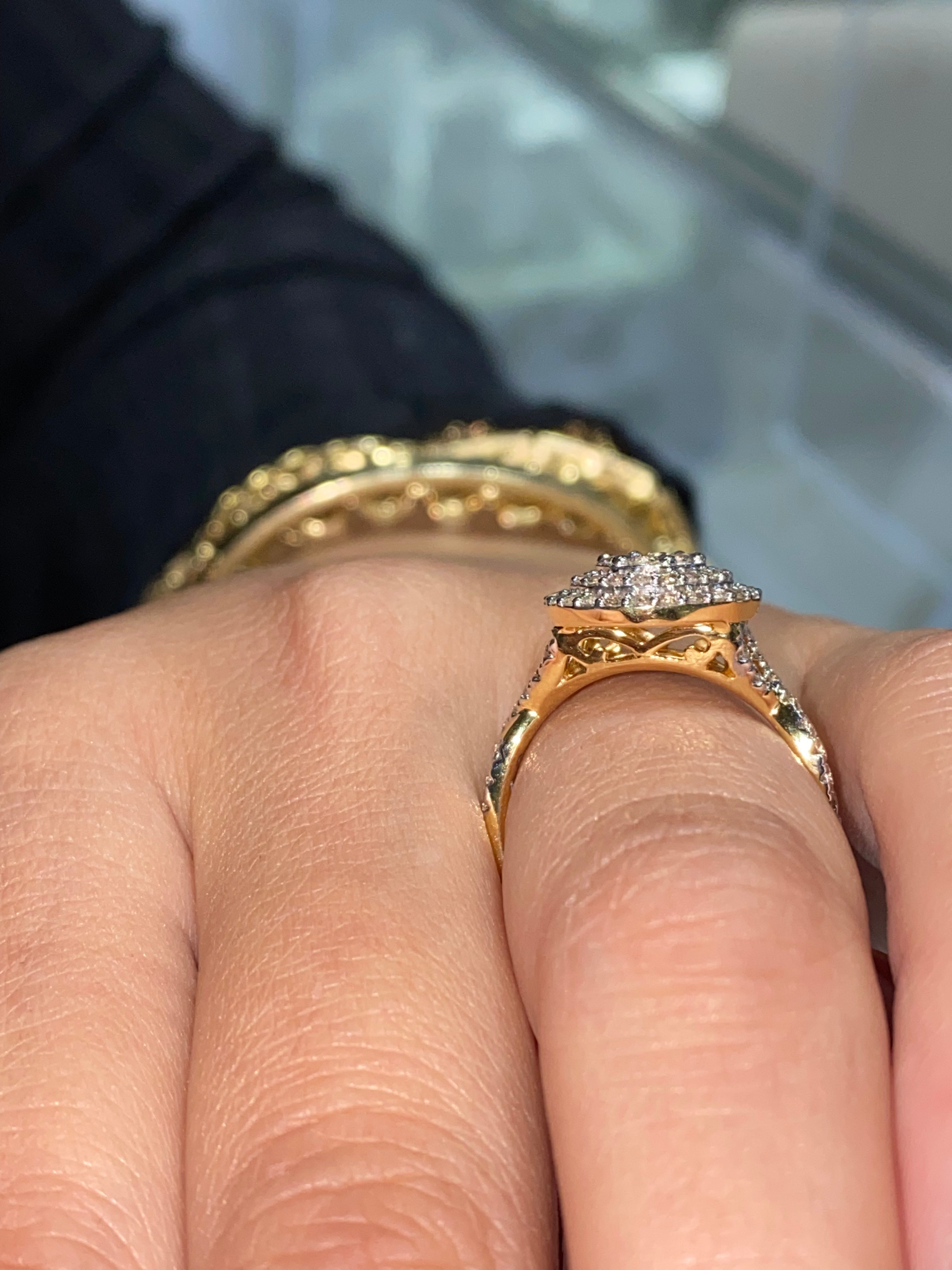 Double Halo 1 Carat Diamonds in 14kt Yellow Gold