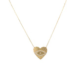 Evil Eye Heart Necklace 14K Gold