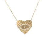 Evil Eye Heart Necklace 14K Gold