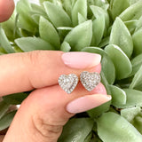 Small Heart Diamond Stud Screw Back Earring 10K Gold 0.19ct