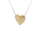 Evil Eye Heart Necklace 14K Gold